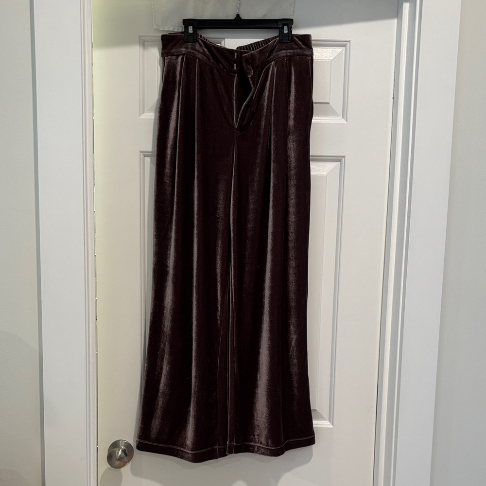 Elegant Velvet Brown wide leg pants